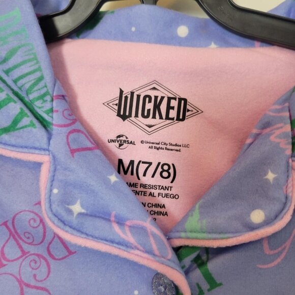 NEW NWT Wicked Girls Long Sleeve Fleece 2pc Pajama Set w/Shorts M 7/8 Purple - Picture 3 of 5